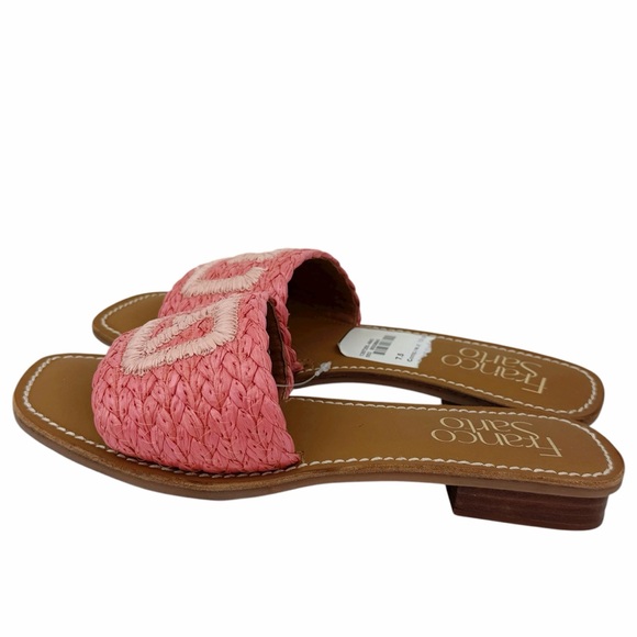 FRANCO SARTO Tina 5 Sandals Coral Pink Raffia Slip On Shoes NEW Women’s Size 7.5 - Picture 4 of 8